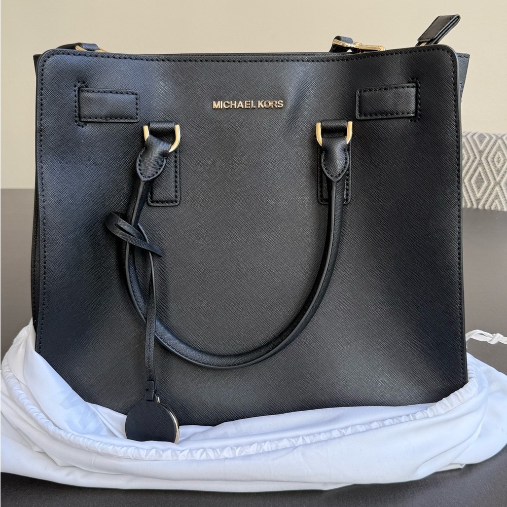 Michael Kors Black Satchel with Gold Hardware